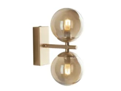 Wandleuchte NEPTUN Gold Messing & Glaskugeln, mit Schalter, Höhe 23cm