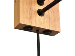 Wandleuchte NILAM mit Leselampe Schalter & Stecker, Holz mit Stoffschirm H: 30cm
