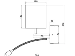 Wandleuchte NILAM mit Leselampe Schalter & Stecker, Holz mit Stoffschirm H: 30cm