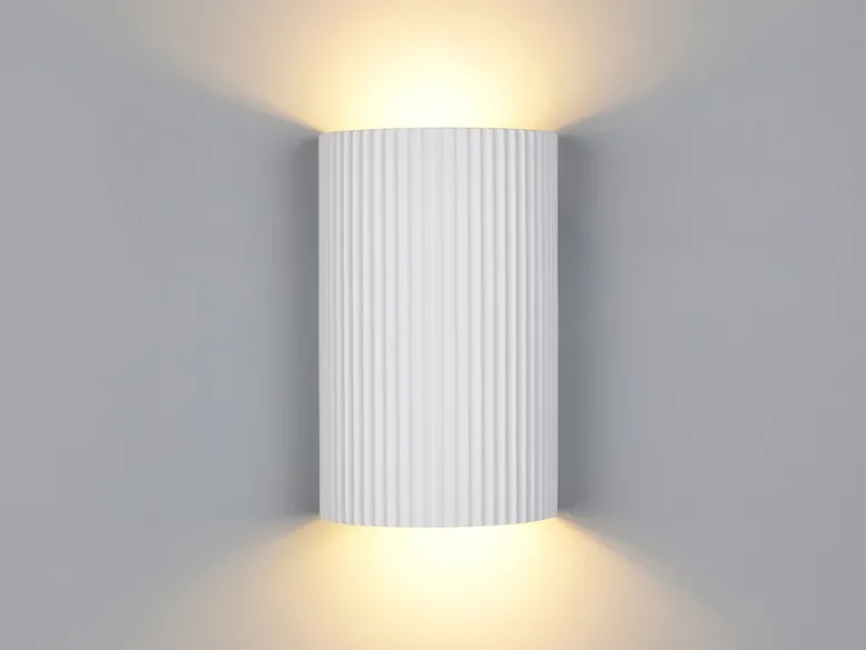 Wandleuchte RAPOSA halbrund aus Gips mit Up and Down Lichteffekt, Höhe 22cm