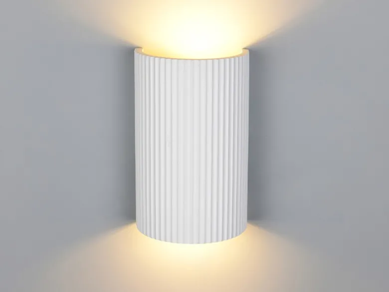Wandleuchte RAPOSA halbrund aus Gips mit Up and Down Lichteffekt, Höhe 22cm