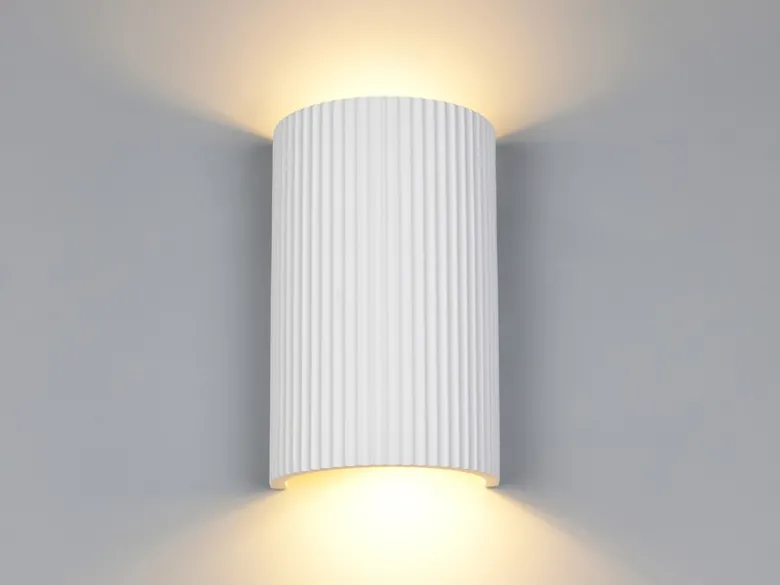 Wandleuchte RAPOSA halbrund aus Gips mit Up and Down Lichteffekt, Höhe 22cm
