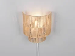 Wandleuchte SATNA aus Papiergarn mit Stecker und Schalter, Höhe 24cm