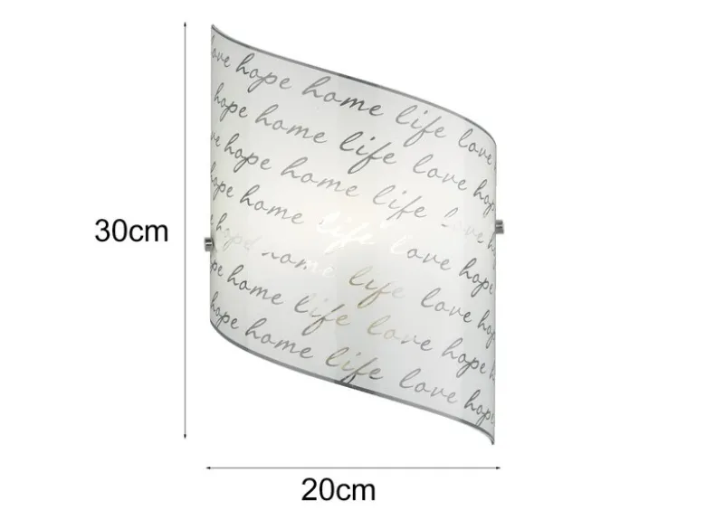 Wandleuchte SIGNA mit Glasschirm & Signatur Dekor, Höhe 30cm