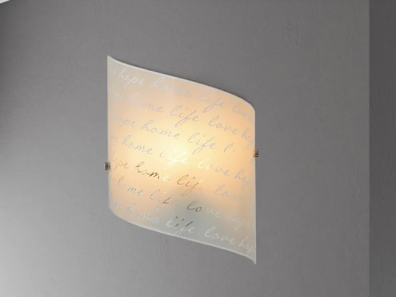Wandleuchte SIGNA mit Glasschirm & Signatur Dekor, Höhe 30cm