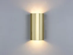Wandleuchte SOKA mit Up and Down Lichteffekt, Metall Gold, Höhe 18cm
