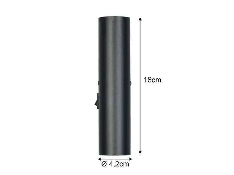 Wandleuchte TARYN Up and Down Schwarz mit Schalter, Höhe 18cm