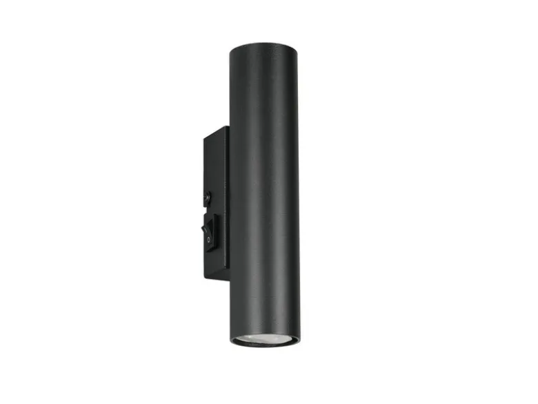 Wandleuchte TARYN Up and Down Schwarz mit Schalter, Höhe 18cm