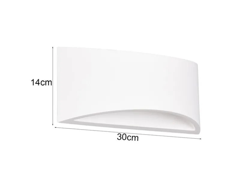 Wandleuchte WACADIA halbrund aus Gips mit Up and Down Lichteffekt, Breite 30cm