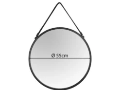 Wandpiegel CORNELIA rund Metallrahmen Schwarz zum Aufhängen Ø 55cm