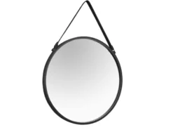 Wandpiegel CORNELIA rund Metallrahmen Schwarz zum Aufhängen Ø 55cm