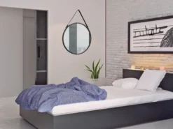 Wandpiegel CORNELIA rund Metallrahmen Schwarz zum Aufhängen Ø 55cm