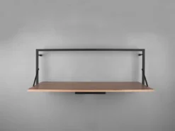 Wandregal 2er SET mit LED Beleuchtung Holz & Metall Schwarz 50 & 90cm breit