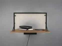 Wandregal 2er SET mit LED Beleuchtung Holz & Metall Schwarz 50 & 90cm breit