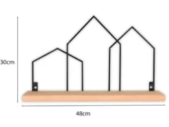 Wandregal JOLEEN aus Holz Natur und Metall Schwarz, Breite 48cm