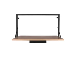 Wandregal LEONIE aus Holz mit LED Beleuchtung Metall Schwarz 50cm breit