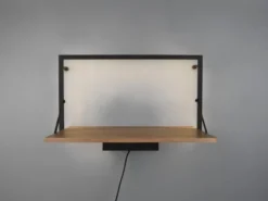 Wandregal LEONIE aus Holz mit LED Beleuchtung Metall Schwarz 50cm breit
