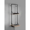 Wandregal LEONIE Holz & Metall Schwarz mit LED Licht 32cm schmal & 72cm hoch