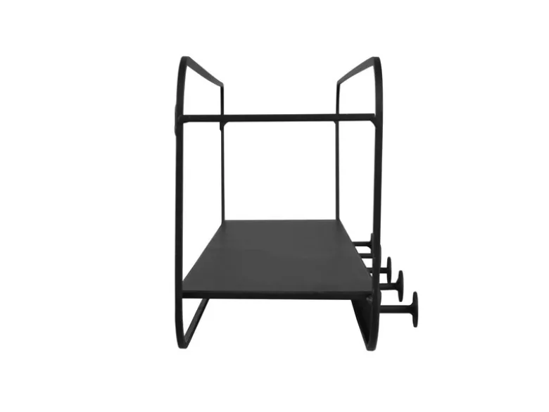Wandregal LIANDRA aus Metall schwarz & 5 Haken 50x18cm