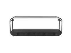 Wandregal LIANDRA aus Metall schwarz & 5 Haken 50x18cm