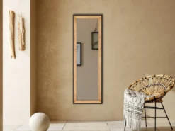 Wandspiegel BRANDA Ganzkörperspiegel mit Rahmen Farbe Eiche-Schwarz 50x150cm