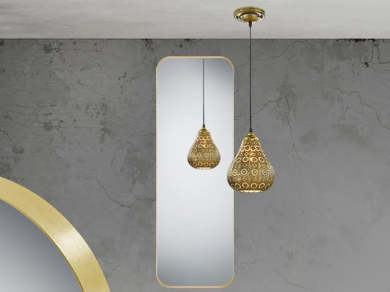 Wandspiegel BRITNEY Ganzkörperspiegel Metall Rahmen Gold 50x150 cm
