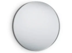 Wandspiegel BRITNEY mit Rahmen in Silber - großer Metallspiegel Ø80cm