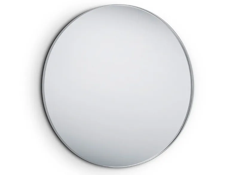 Wandspiegel BRITNEY mit Rahmen in Silber - großer Metallspiegel Ø80cm