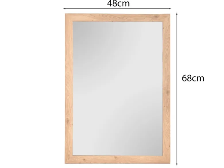 Wandspiegel KIM rechteckig mit Rahmen in Holz Dekor 48 x 68cm