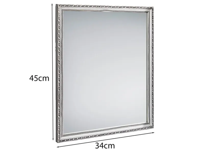 Wandspiegel LOLA rechteckig mit Holz Rahmen in Silber 34x45cm