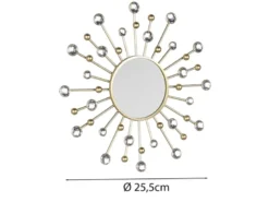 Wandspiegel MELANIE 3er Set Rahmen in Gold mit Dekorkugeln & Kristallen Ø 25,5cm