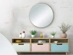 Wandspiegel MILA mit Rahmen Gold - Metallspiegel Ø50cm