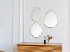 Wandspiegel VELINA 3er Set mit Metallrahmen in Gold