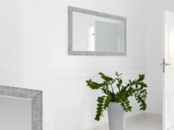 Wandspiegel VICKY Ganzkörperspiegel mit Rahmen Silber Schwarz 50x150 cm