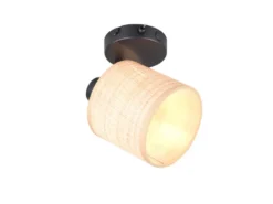 Wandstrahler AIMEE mit Schalter & Bast Lampenschirm, Breite 13cm