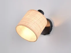 Wandstrahler AIMEE mit Schalter & Bast Lampenschirm, Breite 13cm
