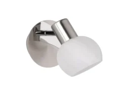 Wandstrahler ANTIBES Silber Chrom & Glas Alabaster, Breite 11cm
