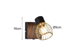 Wandstrahler ARDON mit Gitter Lampenschirm in Gold, Breite 9cm
