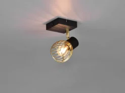 Wandstrahler ARDON mit Gitter Lampenschirm in Gold, Breite 9cm