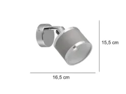 Wandstrahler AROSA Silber Chrom mit Stoffschirm Grau, Breite 10cm