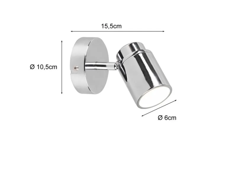 Wandstrahler Badezimmerlampe Silber Chrom, Tiefe 15,5cm inkl. GU10 LED