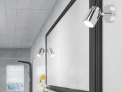 Wandstrahler Badezimmerlampe Silber Chrom, Tiefe 15,5cm inkl. GU10 LED