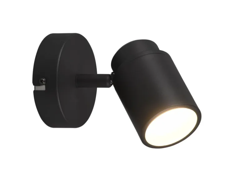 Wandstrahler Badezimmerlampe ANGELO Schwarz, Höhe 15,5cm