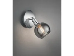 Wandstrahler BREST 1-flammig Chrom mit Rauchglas, Breite 9cm