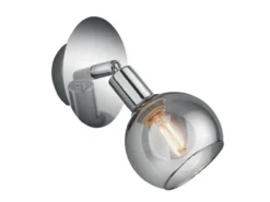 Wandstrahler BREST 1-flammig Chrom mit Rauchglas, Breite 9cm