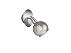 Wandstrahler BREST 1-flammig Chrom mit Rauchglas, Breite 9cm