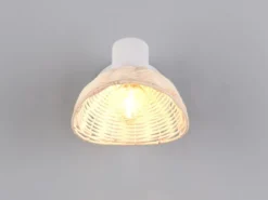 Wandstrahler CALVI mit Schalter & Rattan Lampenschirm, Breite 13cm