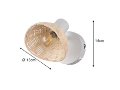 Wandstrahler CALVI mit Schalter & Rattan Lampenschirm, Breite 13cm