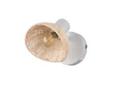 Wandstrahler CALVI mit Schalter & Rattan Lampenschirm, Breite 13cm