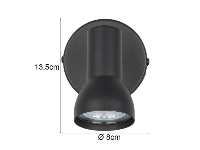 Wandstrahler CANTAR Metall Schwarz, Spot schwenkbar, Breite 8cm